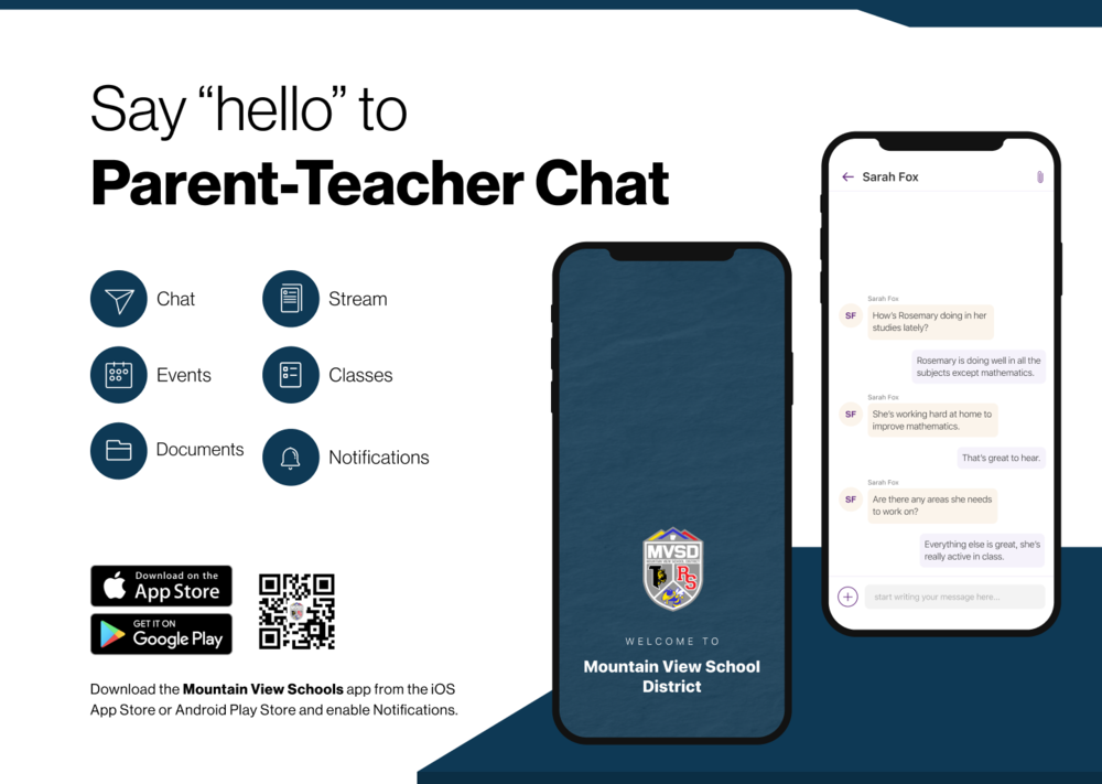 Say "hello" to Parent-Teacher Chat with images of phone with Rooms app