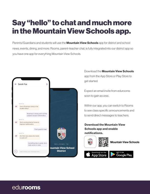 Say "hello" to chat and much more in the Mountain View Schools app.